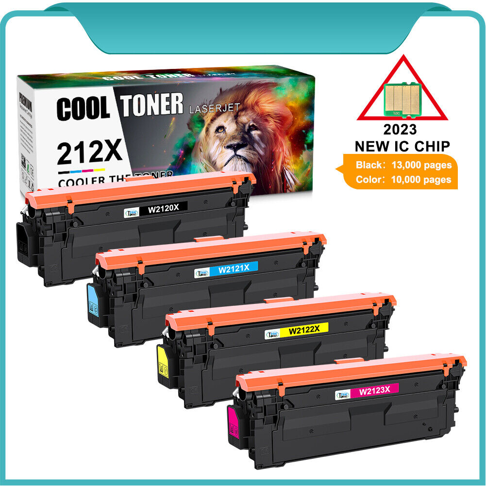 [WITH CHIP]4PK W2120X 212X Toner Compatible With HP Color LaserJet M554dn M555dn