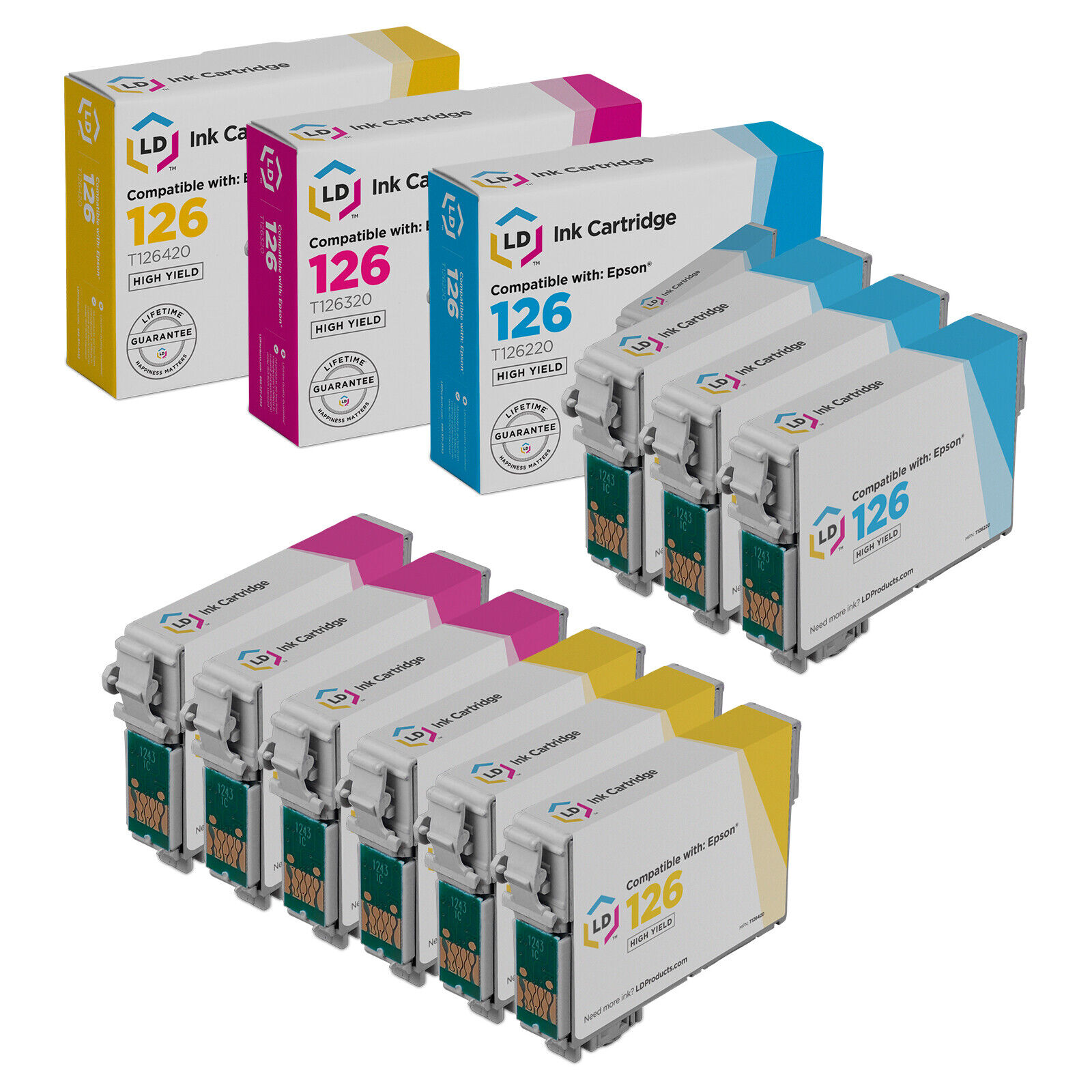 LD Products 9PK Replacement for Epson 126 High Yield Color Ink Cartridge Set