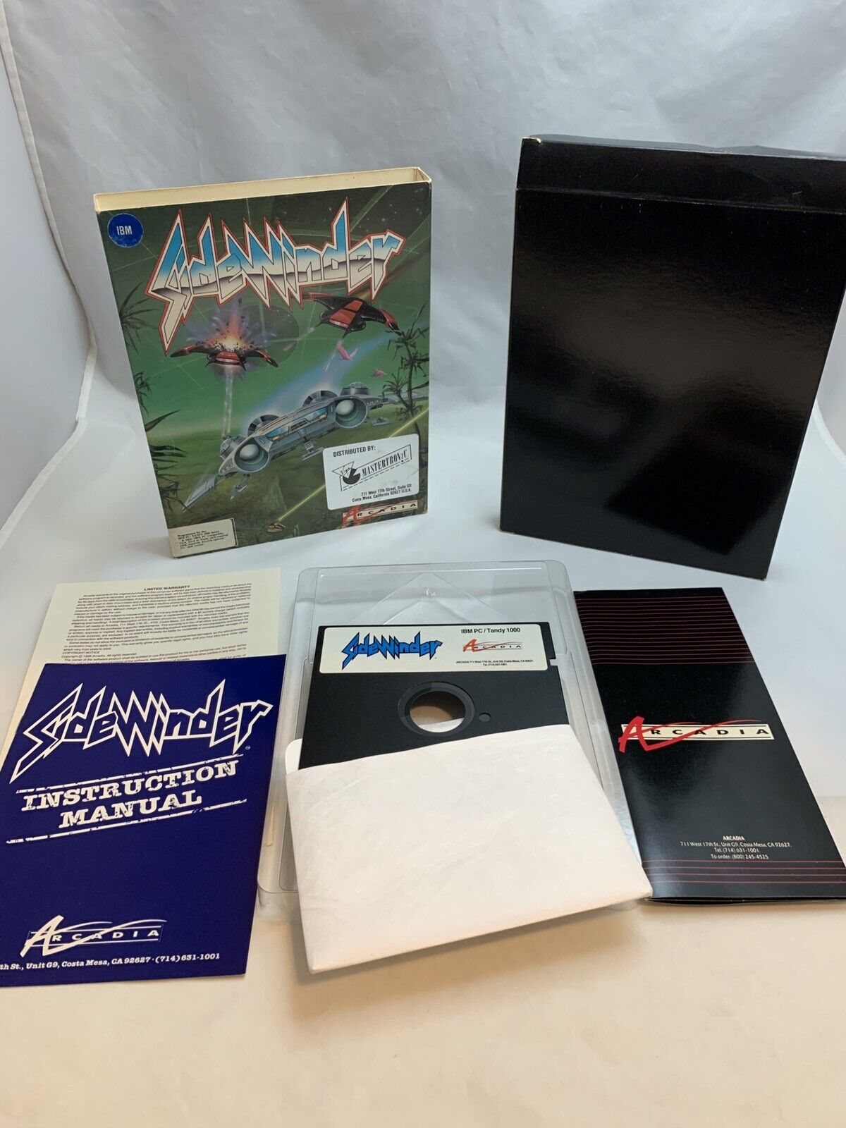 RARE 1988 SIDEWINDER Arcadia Complete W/BOX IBM TandyBig Box PC Game DOS Vintage
