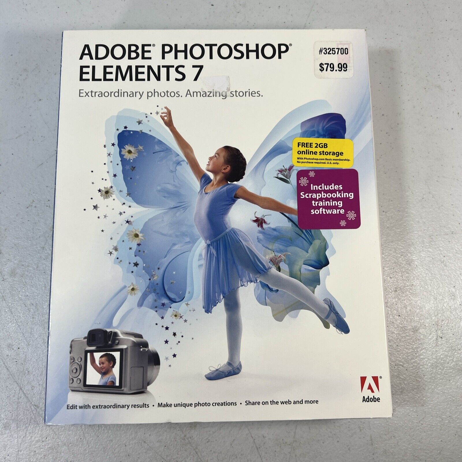 Adobe Photoshop Elements 7 CD ROM CIB Big Box (Brand NEW, Factory Sealed)