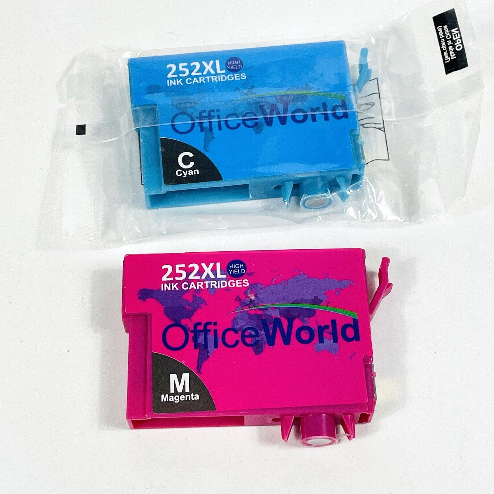 Office World ink cartridges 252XL Magenta and Cyan