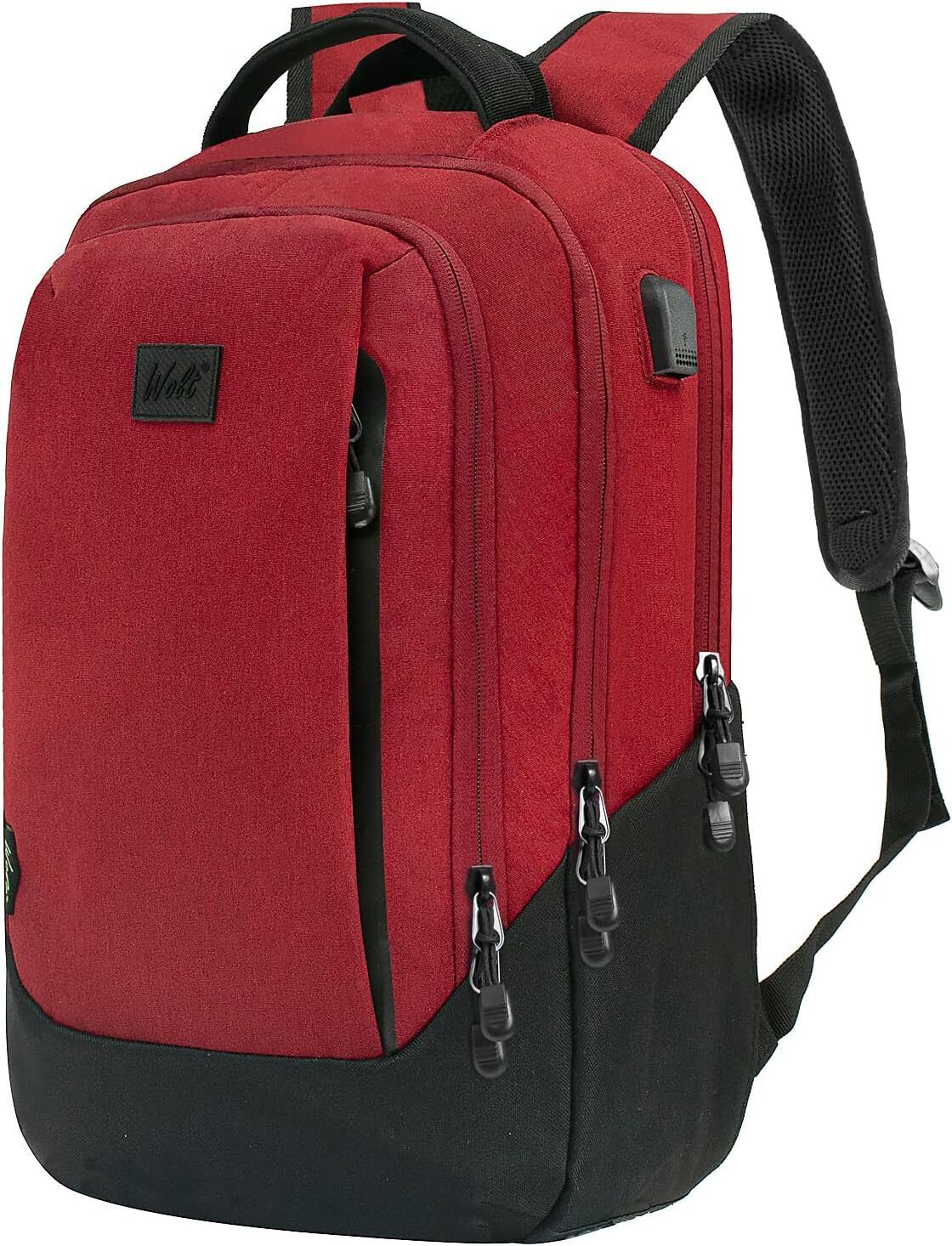 WOLT | Travel Laptop Backpack for Women & Men Fit 16 inch Laptop(DarkRed)