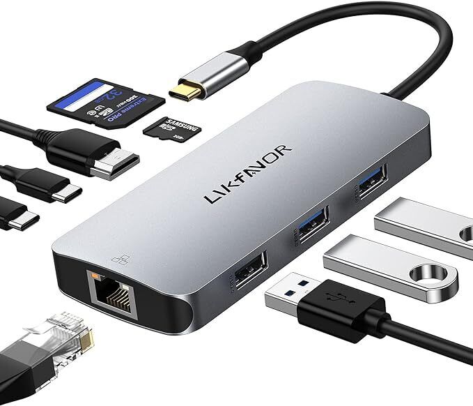 USB C Dual HDMI Adapter, USB C Laptop Docking Station 9 in 1 - 