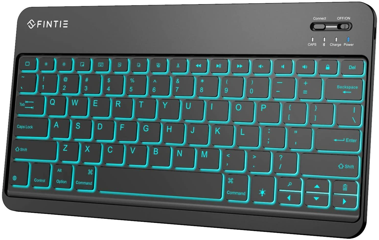 12 Inch Wireless Bluetooth Keyboard - [7 Color Backlit] Ultra-Slim Portable