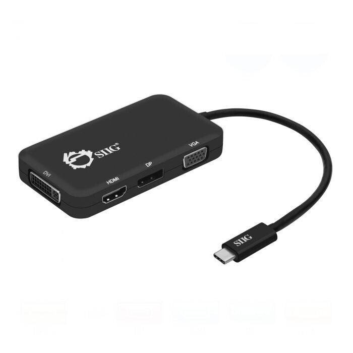 SIIG USB C to 4K HDMI/DisplayPort/VGA/DVI Multiport Adapter - 4-in-1