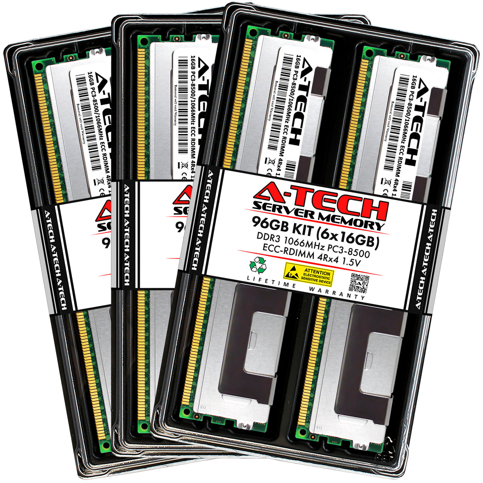 A-Tech 96GB 6x 16GB 4Rx4 PC3-8500R DDR3 1066MHz ECC RDIMM REG Server Memory RAM