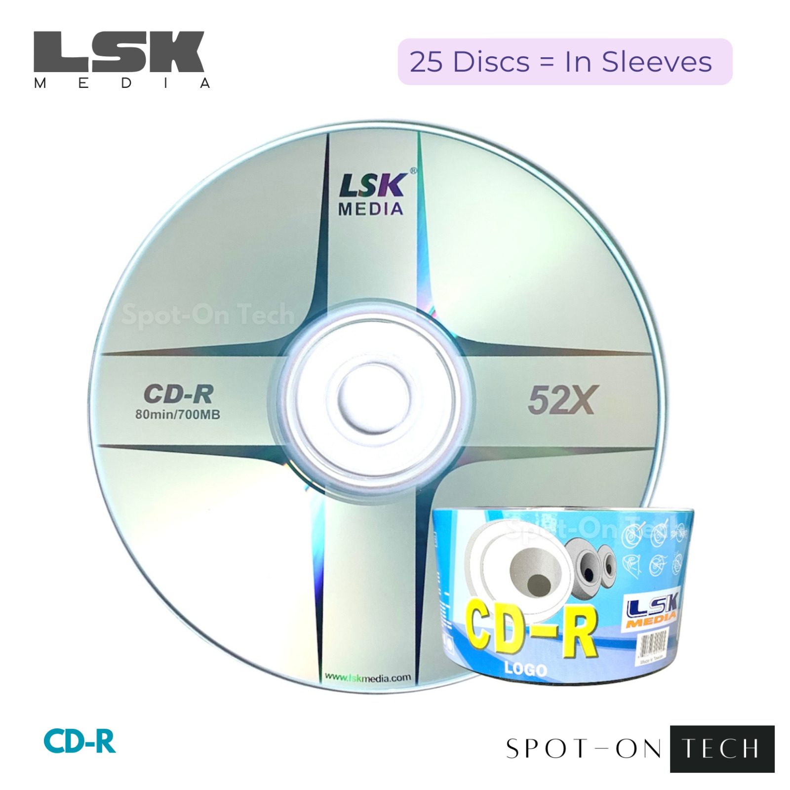 25 LSK CD CD-R Silver LOGO Top hp - Duplication Grade 80Min/700MB/52x SAME DAY