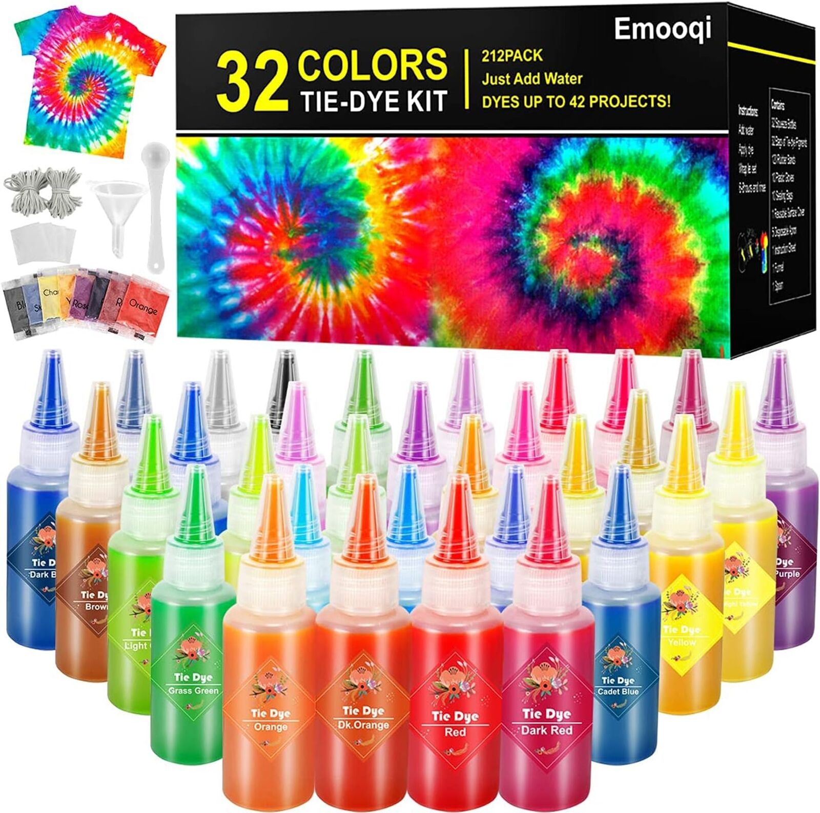 DIY Tie Dye Kits 32 Colours All-in-1 Tie Dye Set Craft Arts Fabric Textile Party