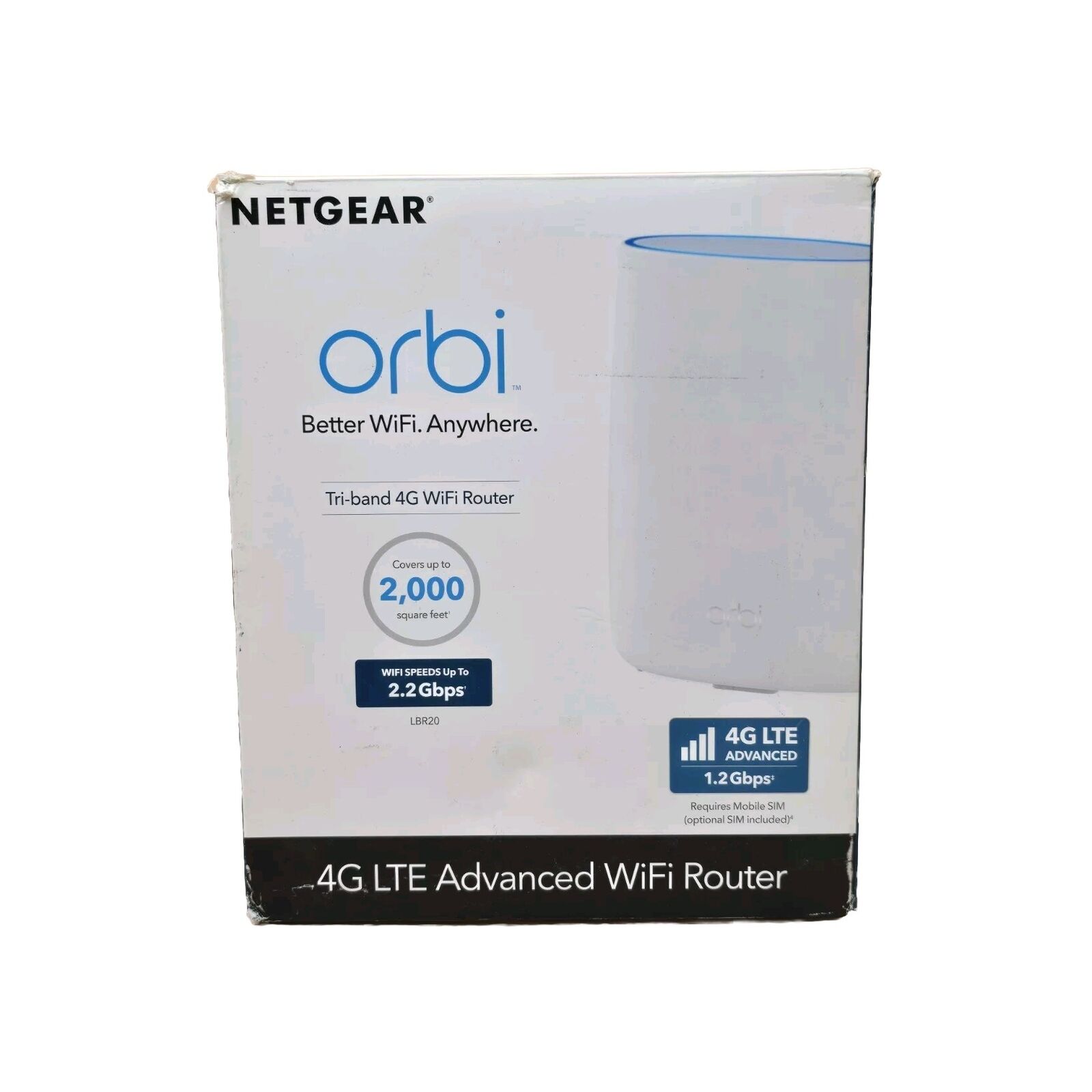 Netgear Orbi LBR20 Tri-Band 4G LTE WiFi Home Router 2.2 Gbps Speed Open Box (D)