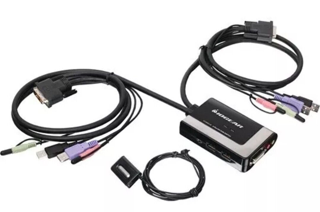 IOGEAR 2-Port DVI-D Cable KVM with Audio and Mic 