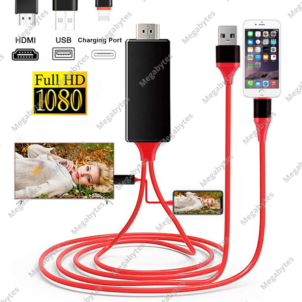 1080P HD HDMI Mirroring Cable Phone to TV HDTV Adapter For iPhone 13 iPad Series