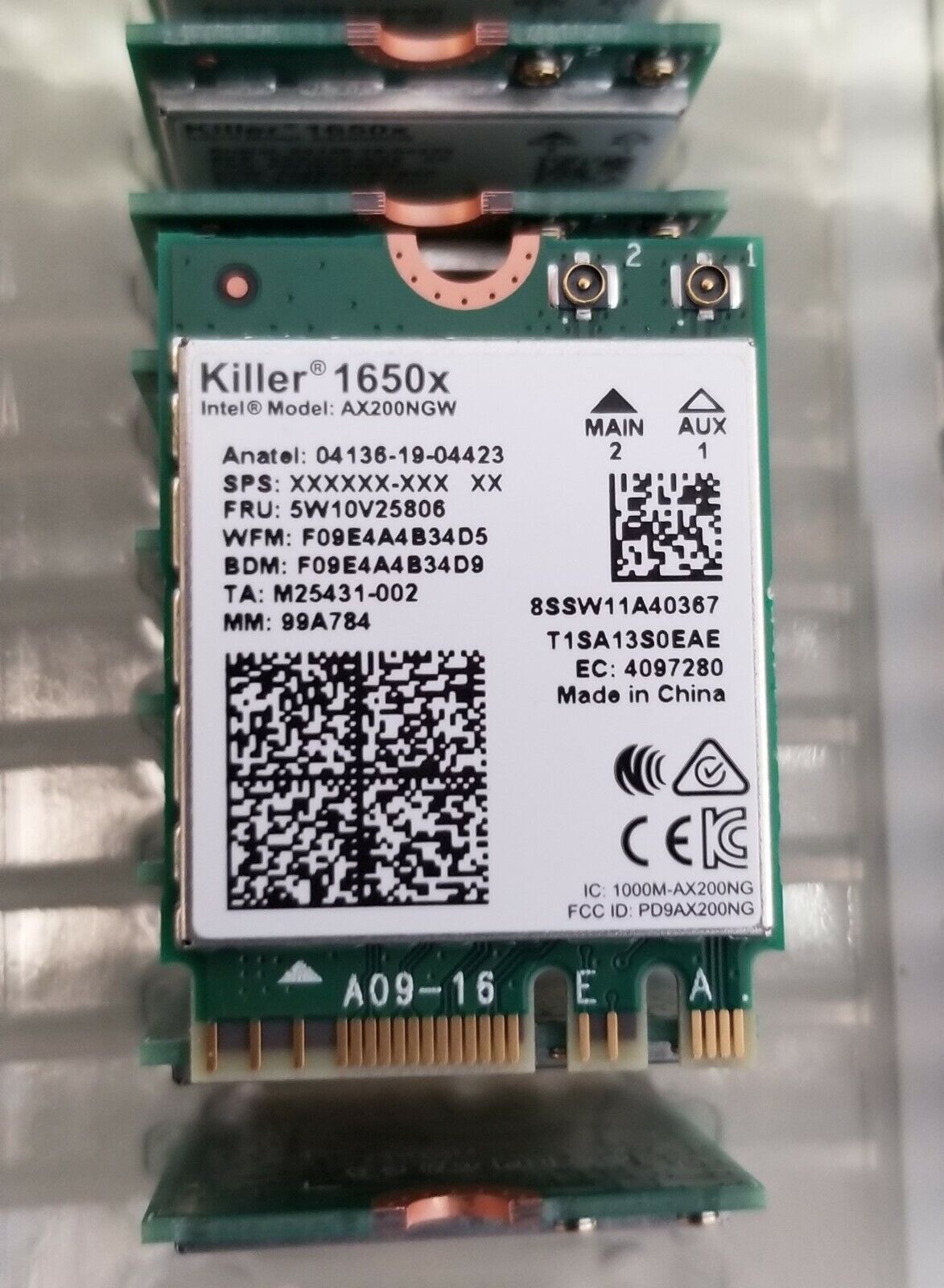 Original Intel AX200 Killer Wi-Fi 6 AX1650x 2230 2x2 AX+BT for XPS 15 7590