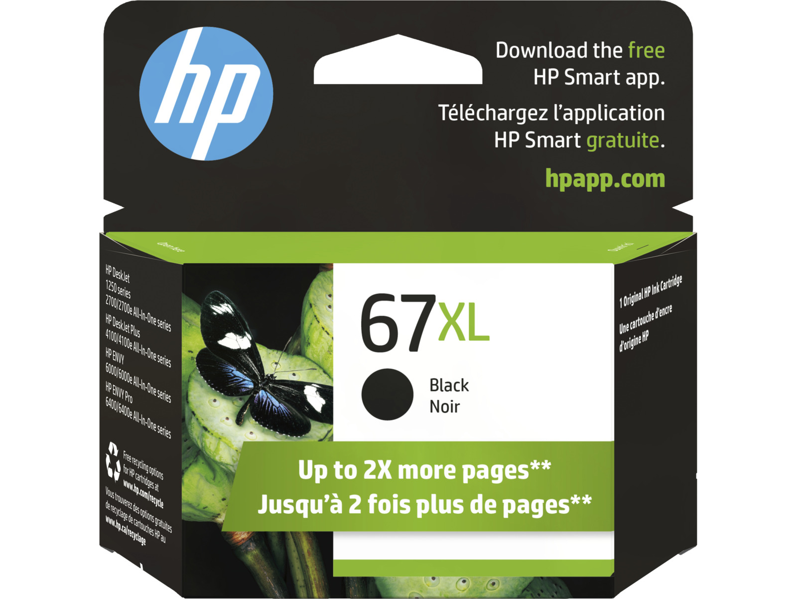 HP 67XL High Yield Black Original Ink Cartridge, ~240 pages, 3YM57AN#140