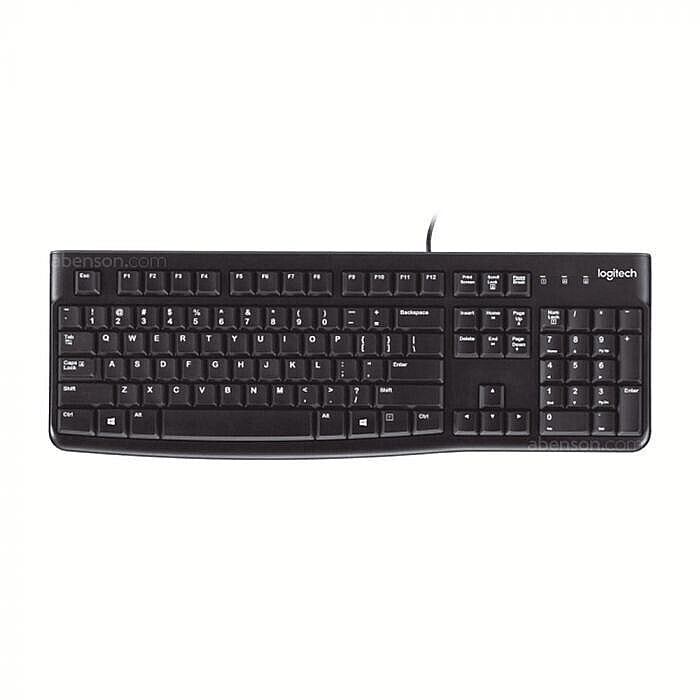 Black Logitech K120 Wired Membrane Keyboard with Spill-Resistant Design