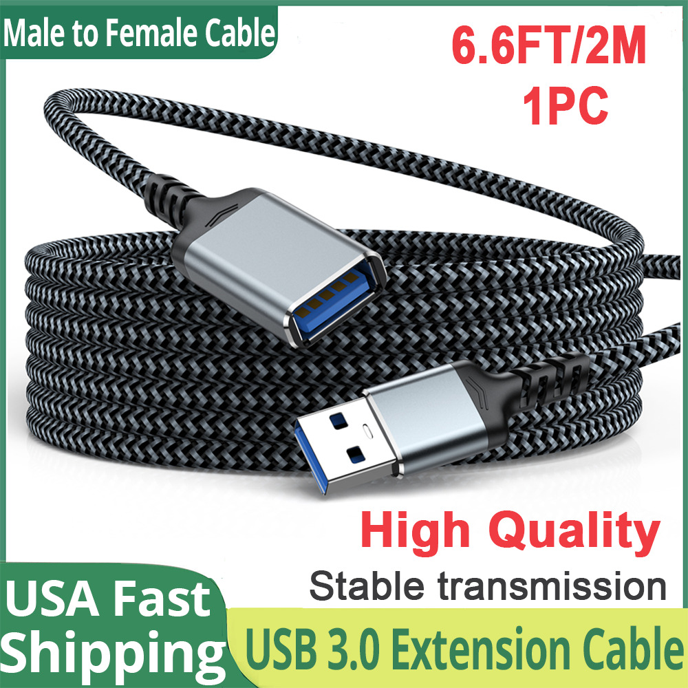 10FT 6.6FT USB 3.0 Extension Cable High Speed USB A Male to Female Braided Cord