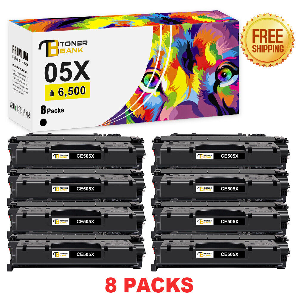 8 PACK for HP 05X CE505X Toner Cartridge LaserJet P2055dn P2055x P2050 Printer