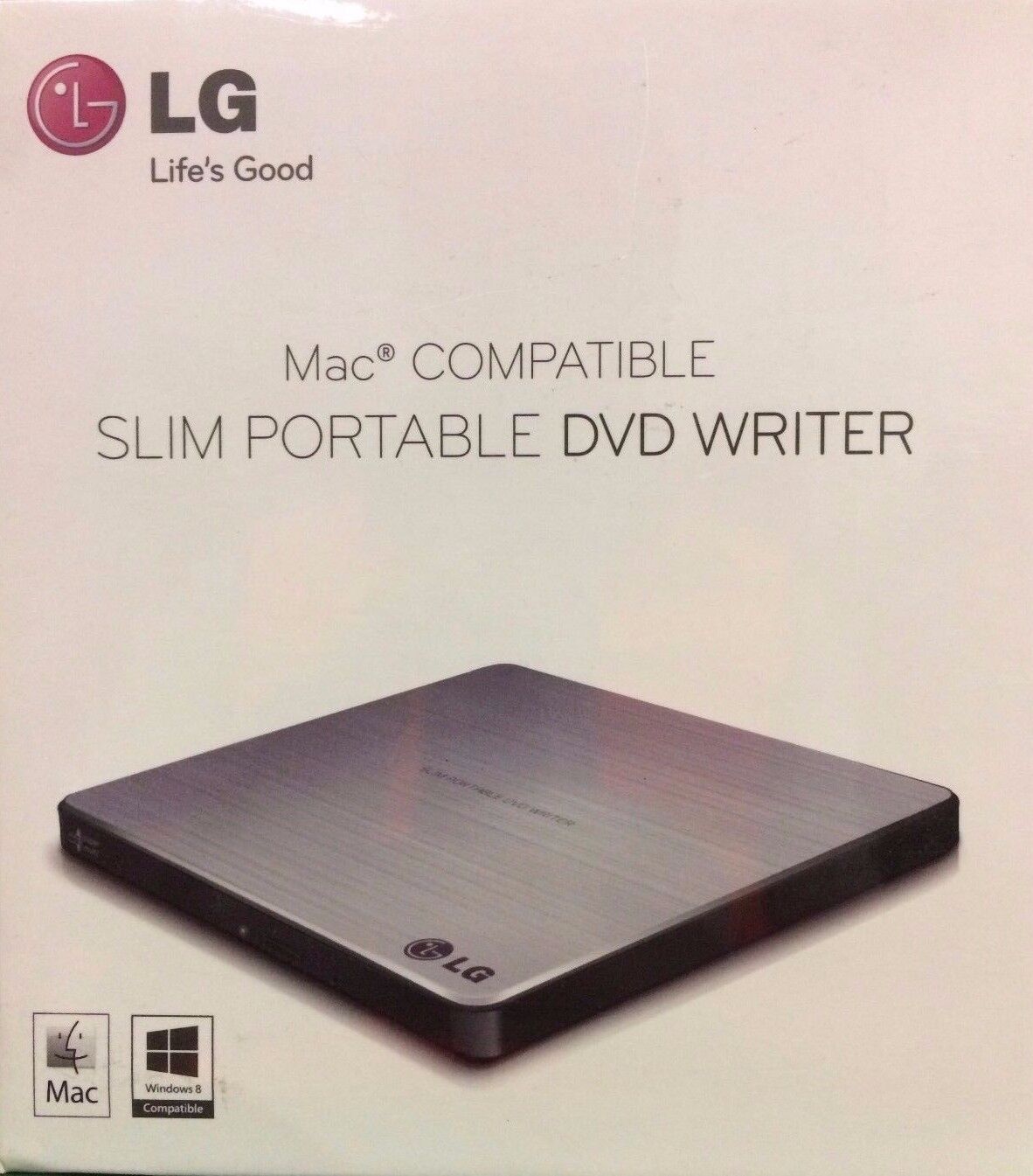 LG - GP60NS50 - 8X USB 2.0 Slim Portable DVD+/-RW External Drive - Silver