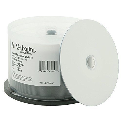 100 VERBATIM (2x50pk) 16X Blank DVD-R 4.7GB DataLifePlus White Inkjet Hub 95079
