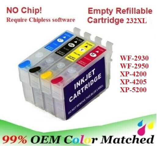 232XL Alternative No Chip Refillable Cartridge for WF-2930 WF-2950 XP-4200