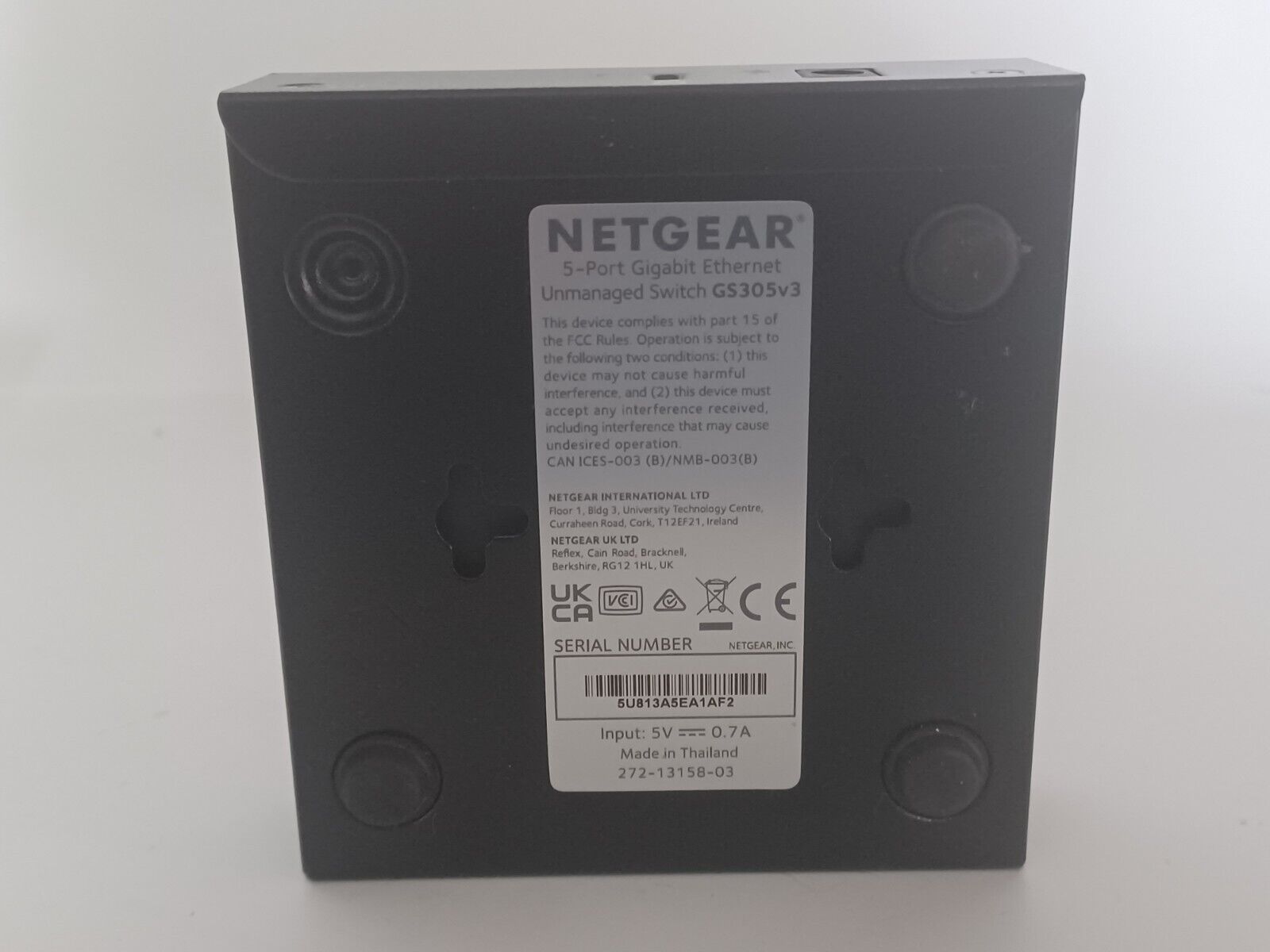 NETGEAR GS305v3 5-Port Gigabit Ethernet Unmanaged Switch - No Plug