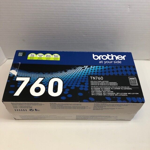 Brother TN760 Black Toner Cartridge Genuine Original OEM TN-760 - WEIGHS FULL