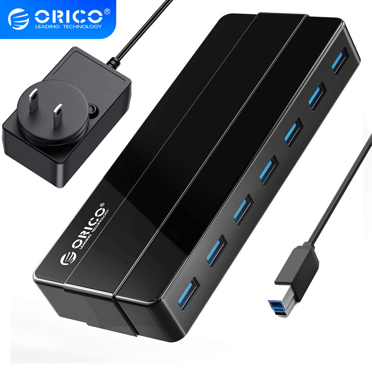 ORICO USB 3.0 HUB 7-Ports USB HUB 12V/2A Powered Adapter for PC Laptop Keyboard