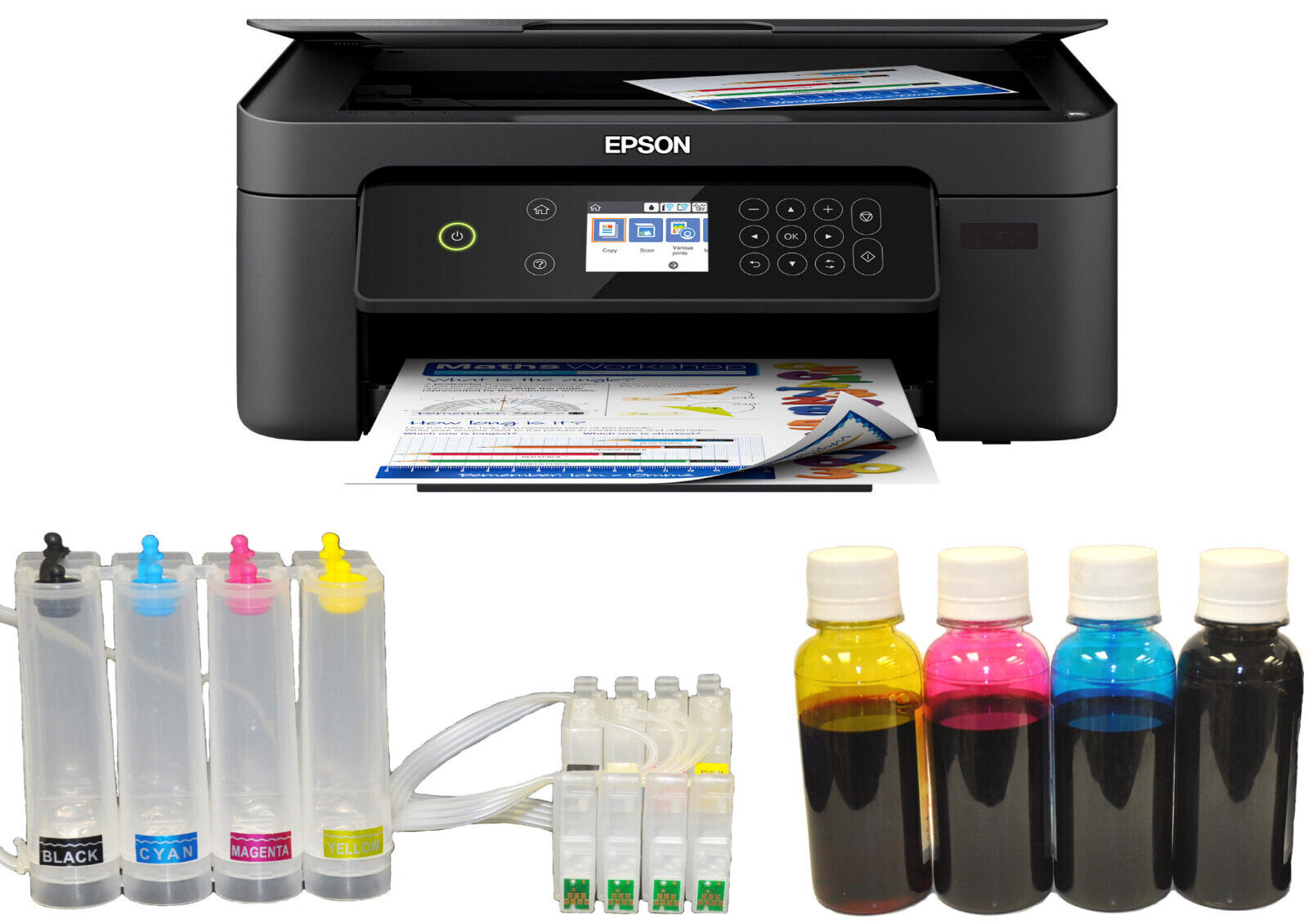 New XP-4100 Wireless Printer Sublimation CISS Ink System 400ml Startup Bundle