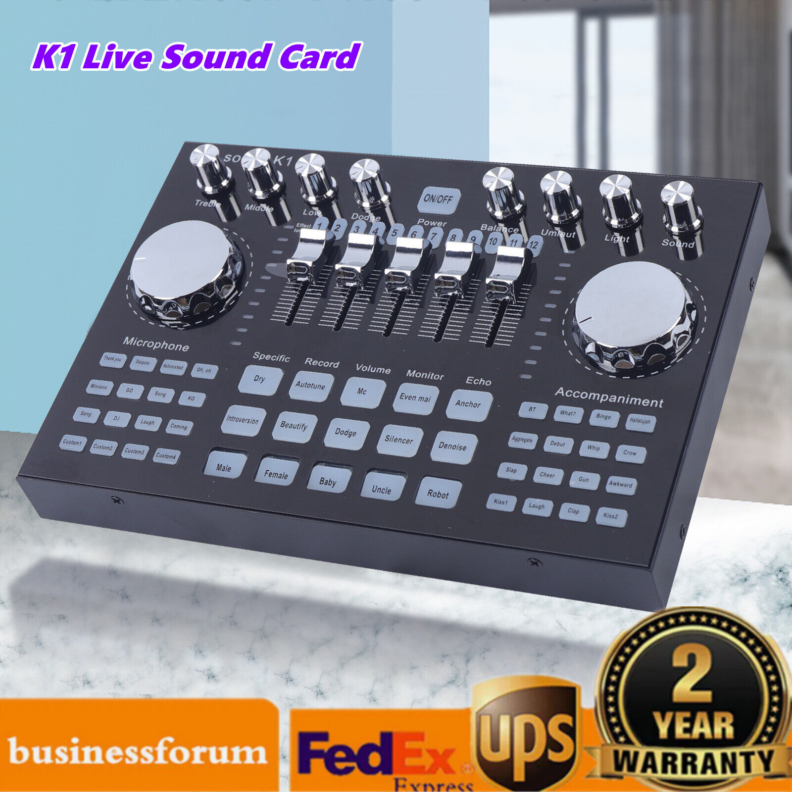 New K1 Pro Digital Audio Mixer Computer PC Voice Mixing Console Live Sound Card