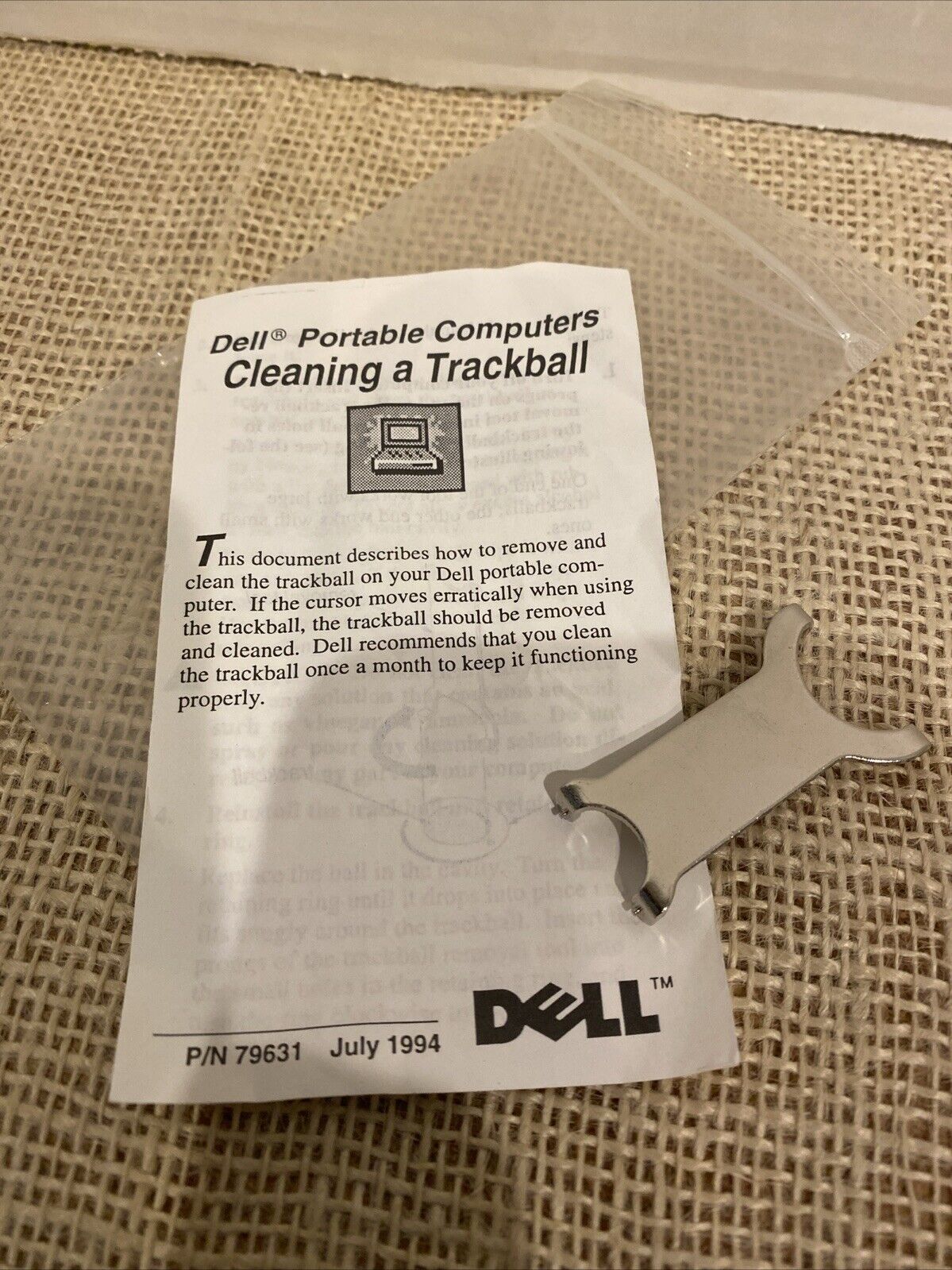 Vintage Original Dell Portable Computer Trackball Removal Tool
