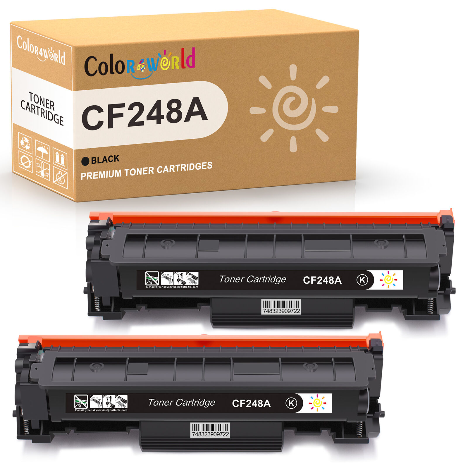 2PK CF248A 48A Toner Cartridge For HP LaserJet Pro M15a M16w MFP M28w M29a M31w