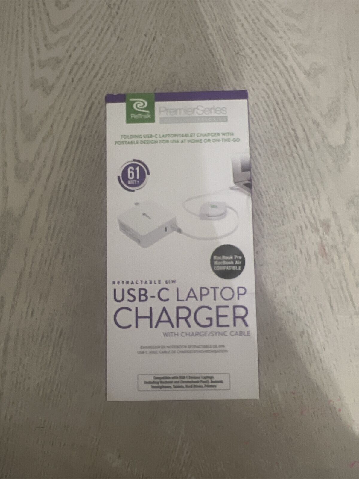 Retrak USB-C Laptop Charger | 61W Retractable Charger Cable, Notebook