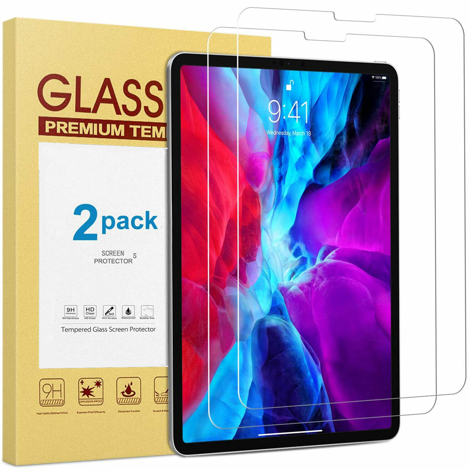2 Pack Tempered Screen Protector For Apple iPad 9.7/10.2/10.9/11