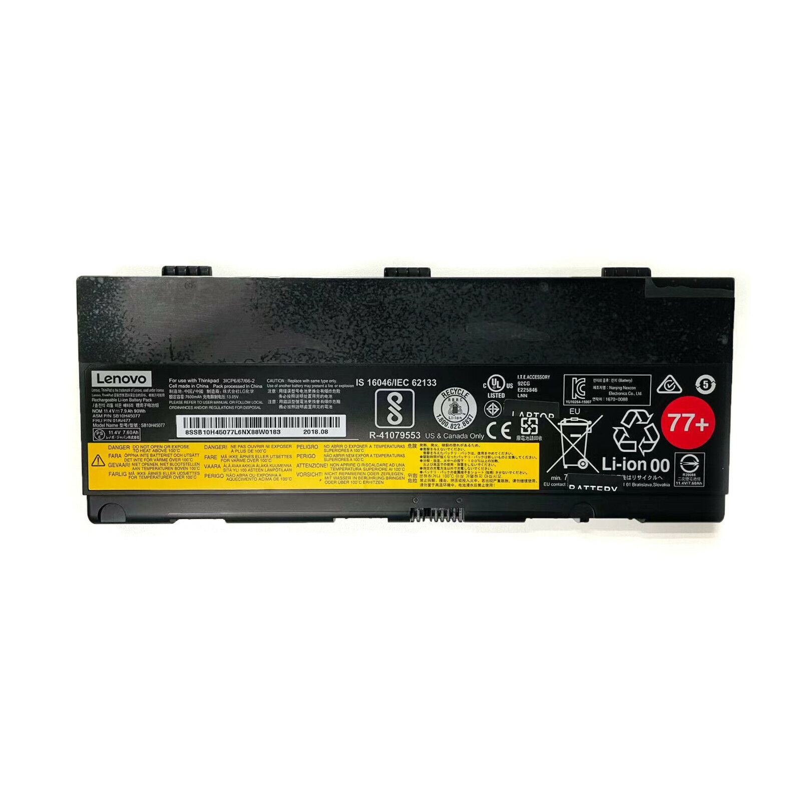 90Wh 77+ Genuine 00NY493 Battery For Lenovo ThinkPad 00NY492 SB10H45077 01av477 