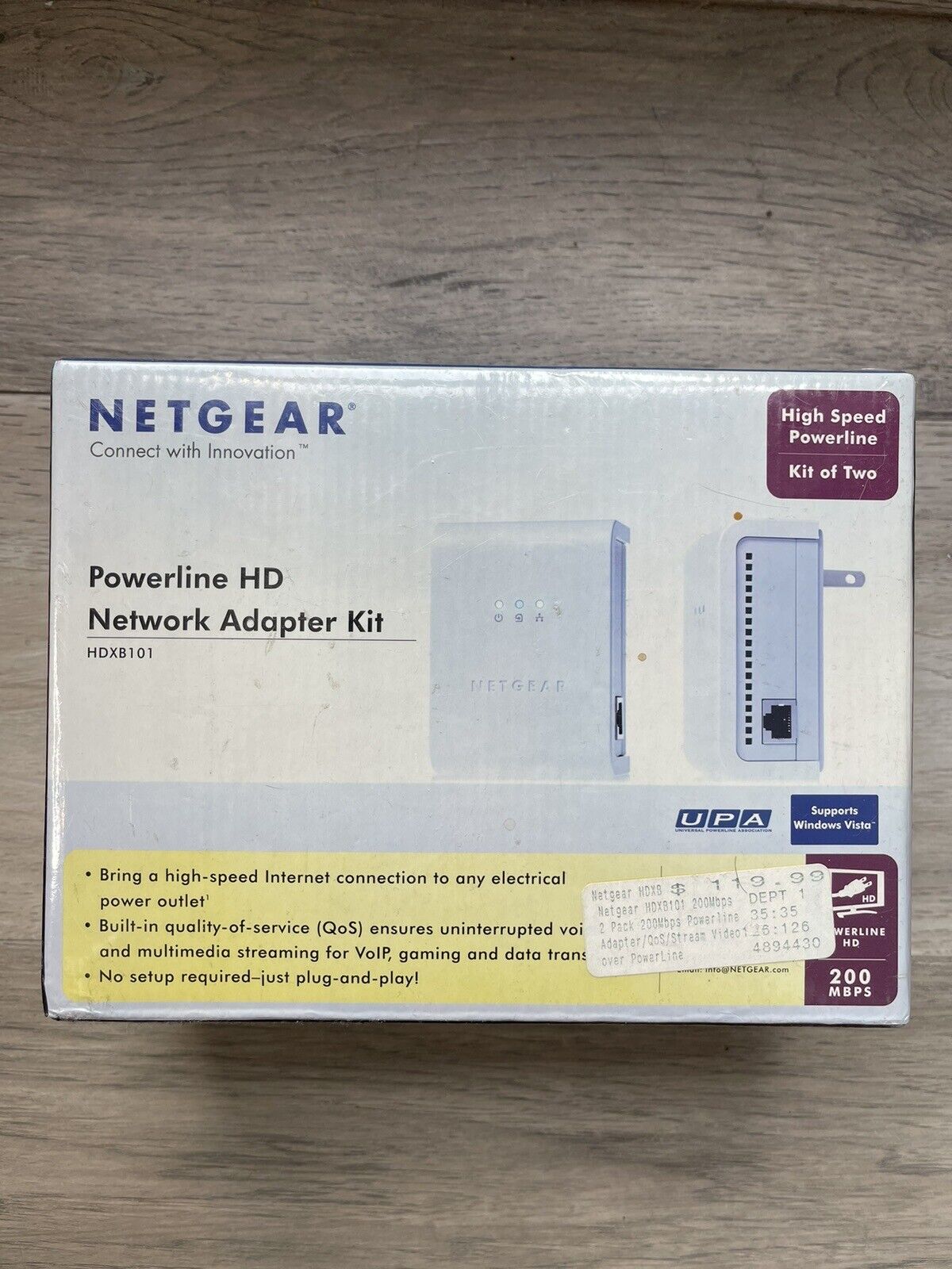 New Sealed Netgear HDXB101 Powerline HD Network Adapter Kit