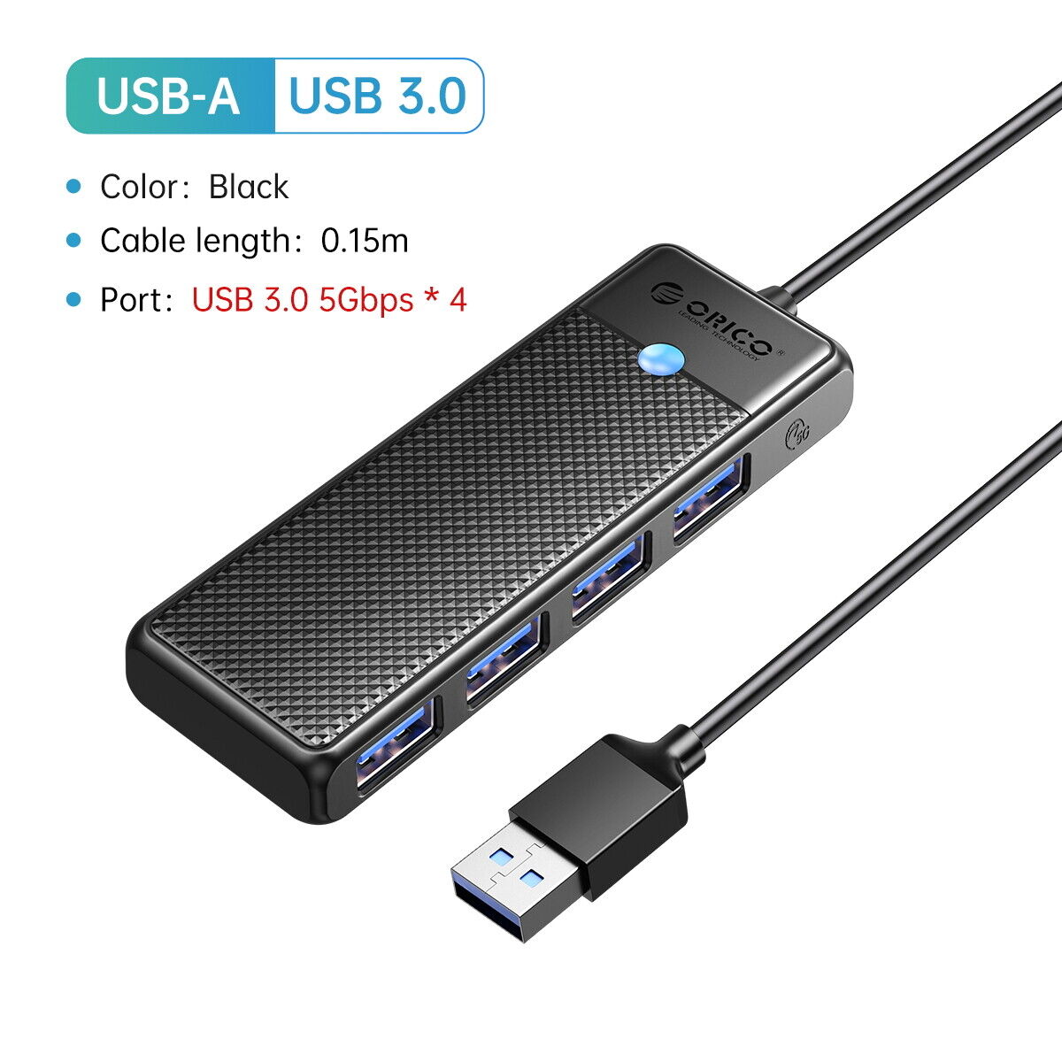 ORICO 4-Port HUB USB 3.0 Data Hub Adapter Portable Cable for MacBook/Laptop/PC