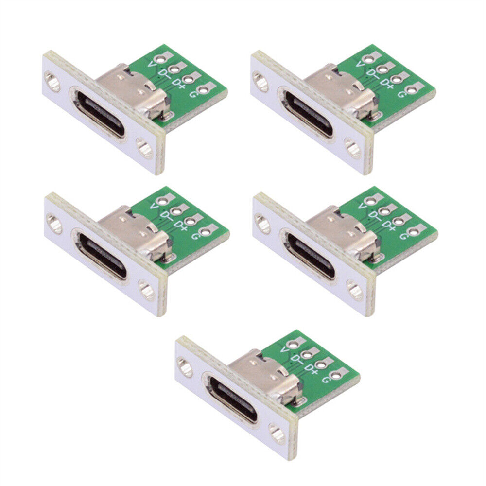 CY USB C Female Socket Connector Panel DIY with PC Board 24pin PCB Kit 5pcs/set
