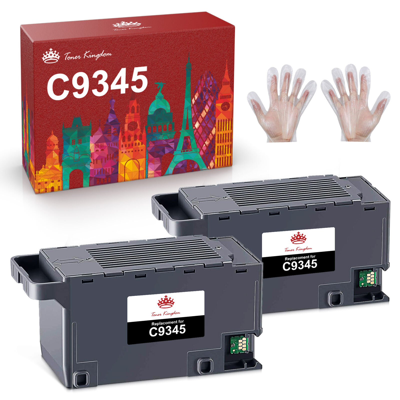2x C9345 Maintenance Box Waste Ink Tank for Epson ET-5880 ET-5850 WF7820 ET-8550
