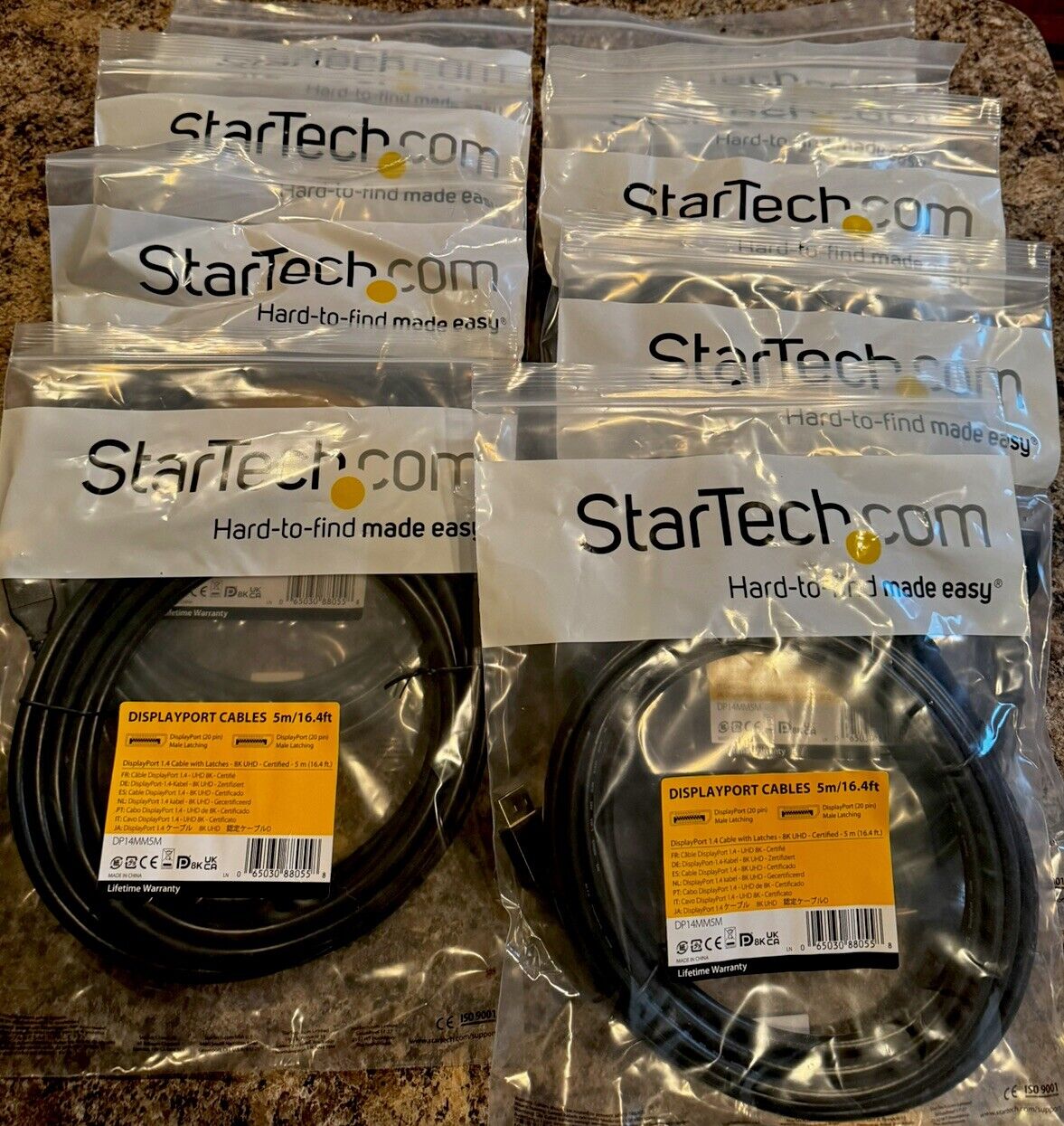 10 - NEW StarTech 16.4ft/5m DP14MM5M DisplayPort-Male To Male Locking Tab Cables
