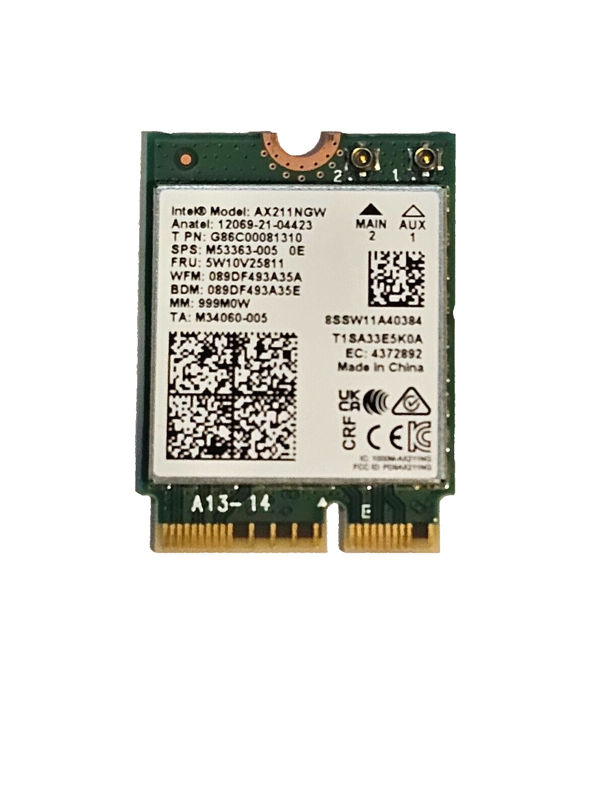 Intel AX211 WIFI 6E CNVio2 Adapter w/Tri Band 2.4 | 5 | & 6GHz AX211NGW 2.4Gbps