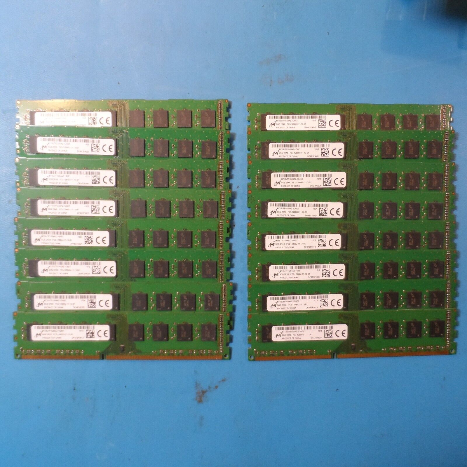 JOB LOT - Micron 8GB 2RX8 DDR3, PC3-12800U-11-13-B1 PC memory - 16 modules