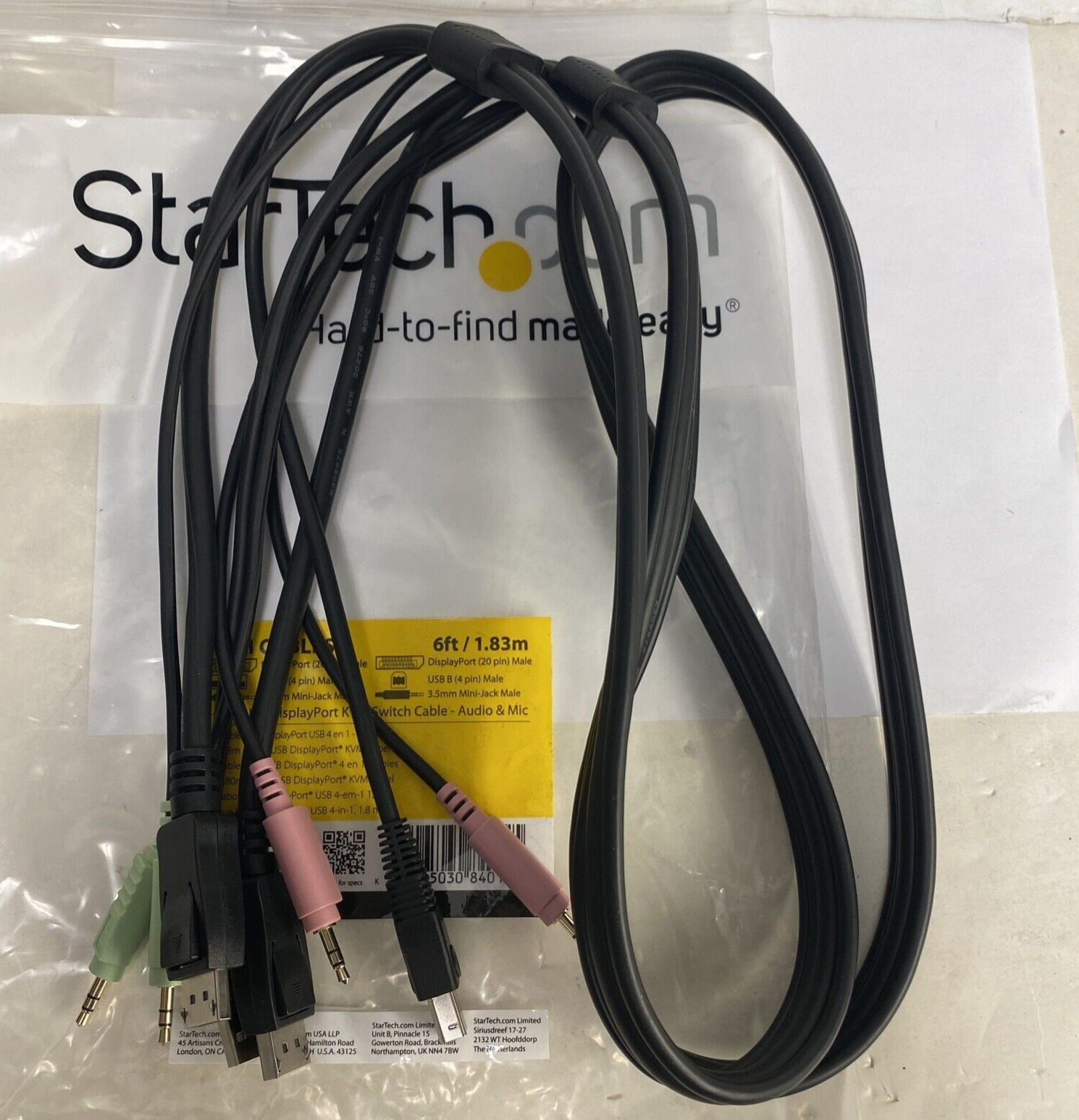 StarTech DP4N1USB6 6ft 4-in-1 USB DisplayPort KVM Switch Cable