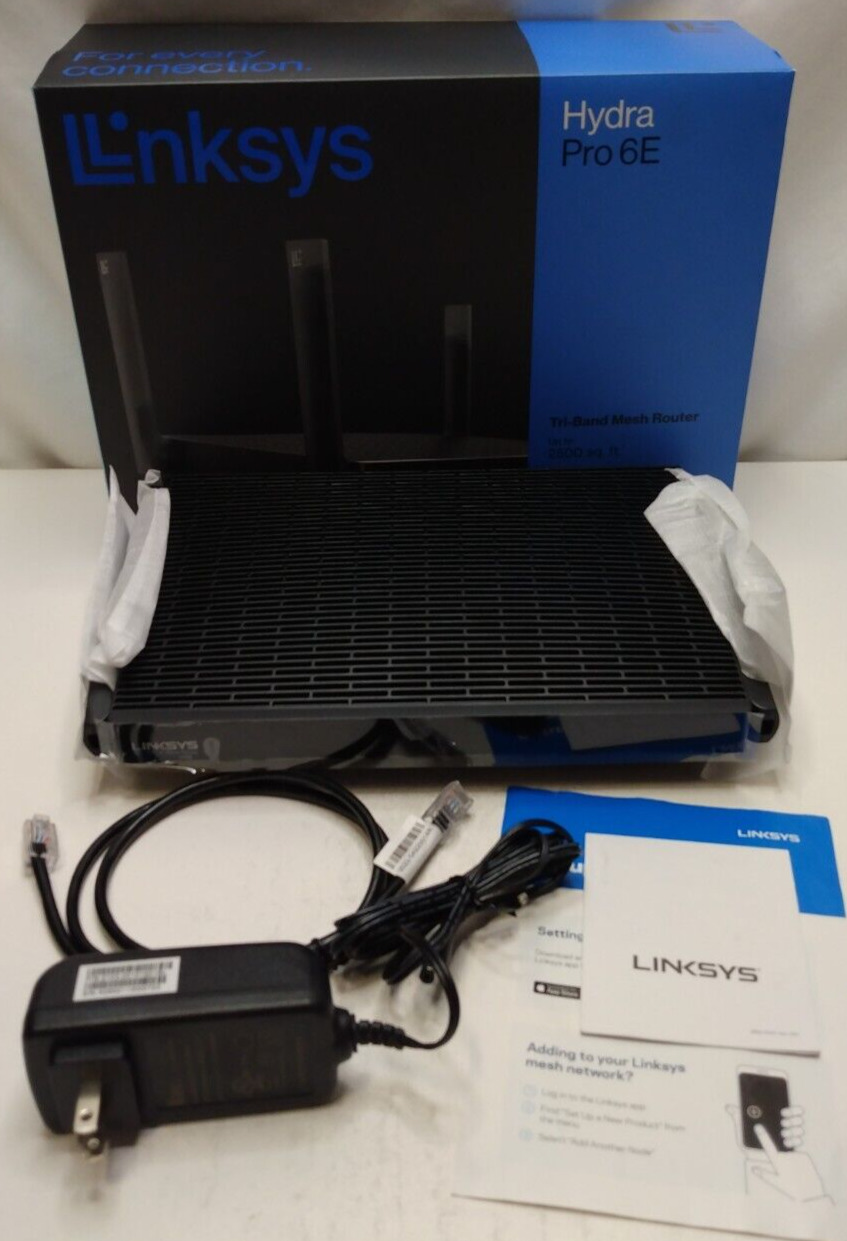 Linksys Hyrdra Pro 6E Tri-Band Mesh WiFi 6E Router AXE5400 New/Open Box