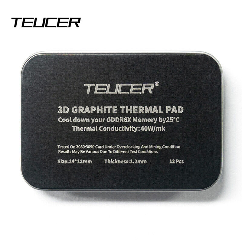 TEUCER 12pcs 40W/m.k 3D Graphite Thermal Pad 3090/3080 Memory Thermal Grease Pad