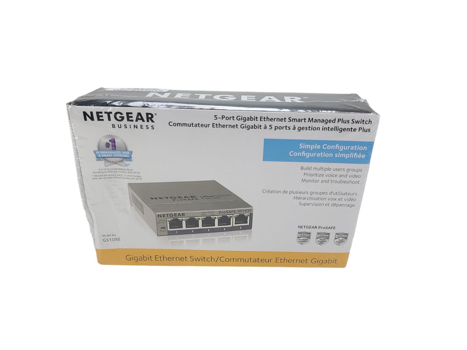 NetGear ProSafe GS105E 5-Ports Gigabit Ethernet Plus Switch - NEW