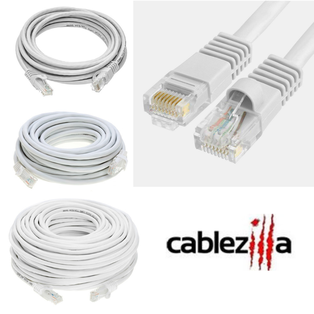 Cat5e White Patch Cord Network Cable Ethernet LAN RJ45 UTP 1.5FT- 20FT Multi LOT