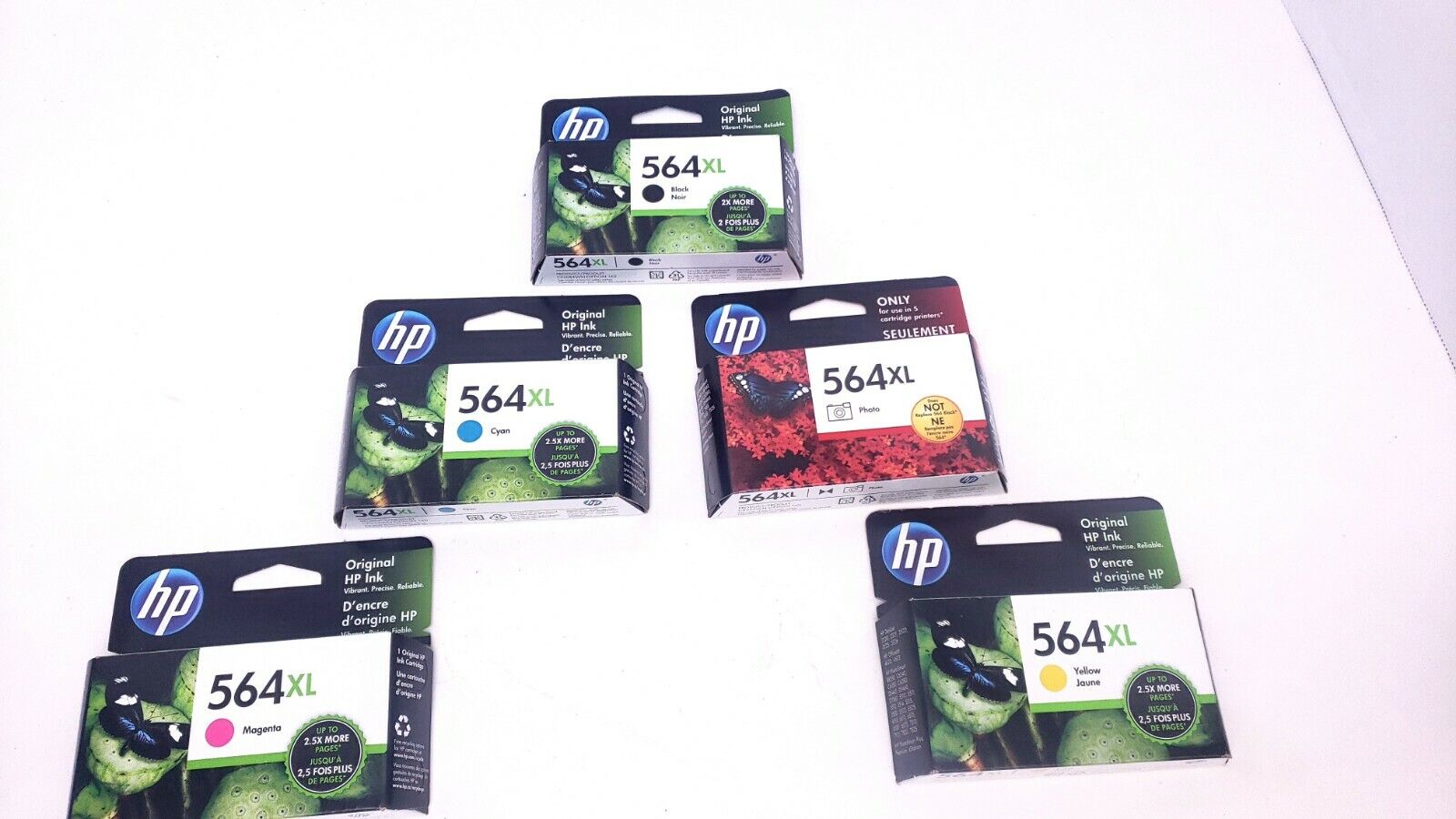 5-Pack HP Genuine 564XL Black Color & Photo Ink (Retail Box) PhotoSmart