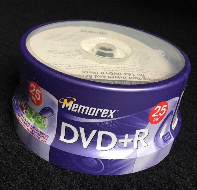Memorex DVD+R 16X 4.7 GB  120 Min NEW Sealed Spindle of 25