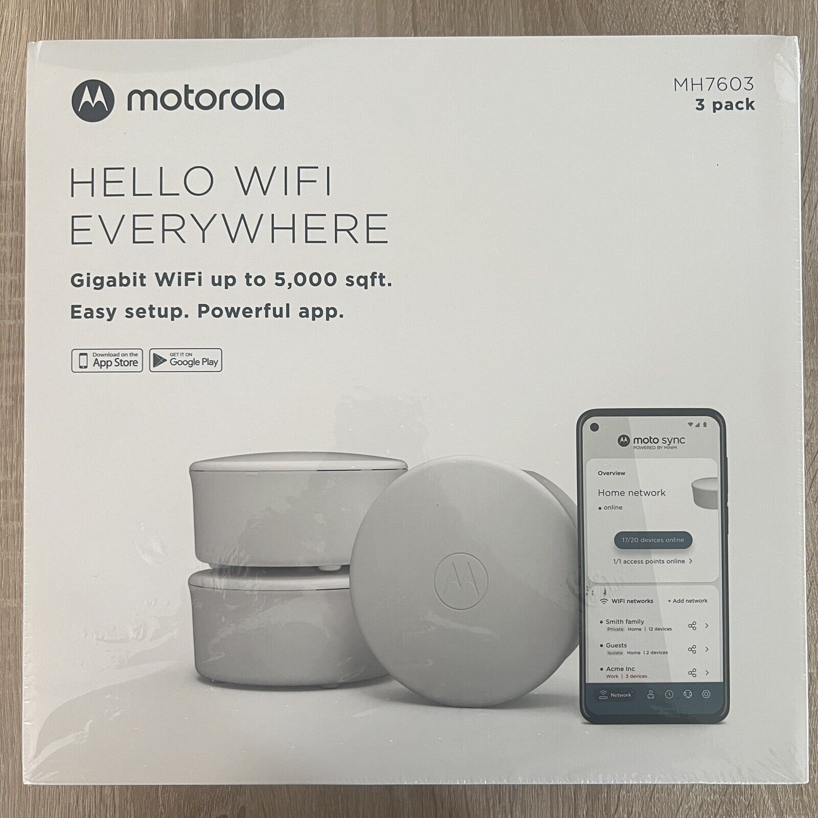 Motorola MH7603 | WiFi 6 Router + Intelligent Mesh System - 3-Pack - AX1800 WiFi