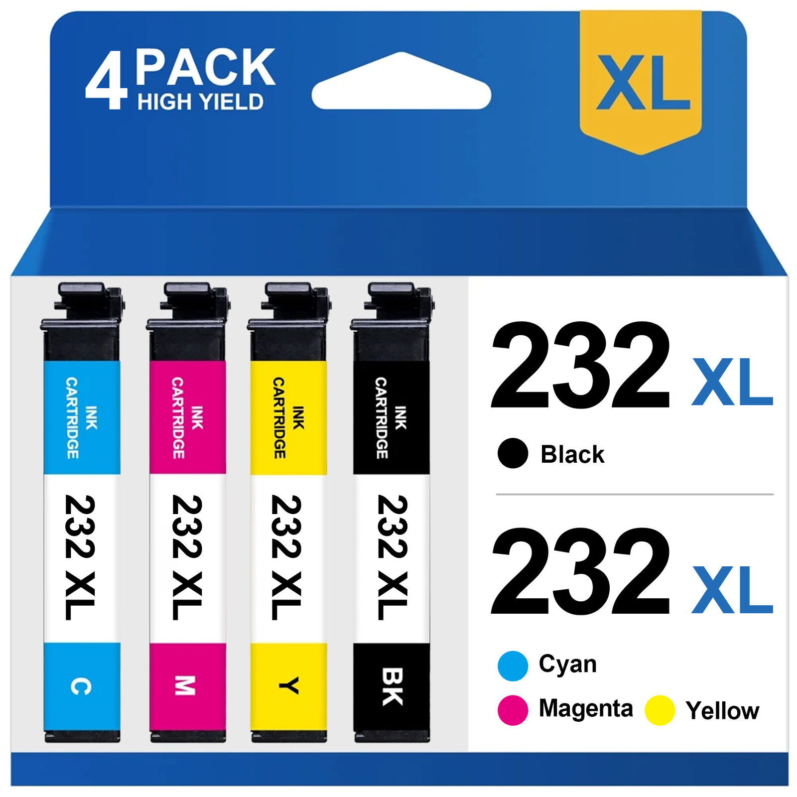 4PK 232 Ink Cartridge replacement for Epson 232XL WorkForce XP-4205 WF-2930