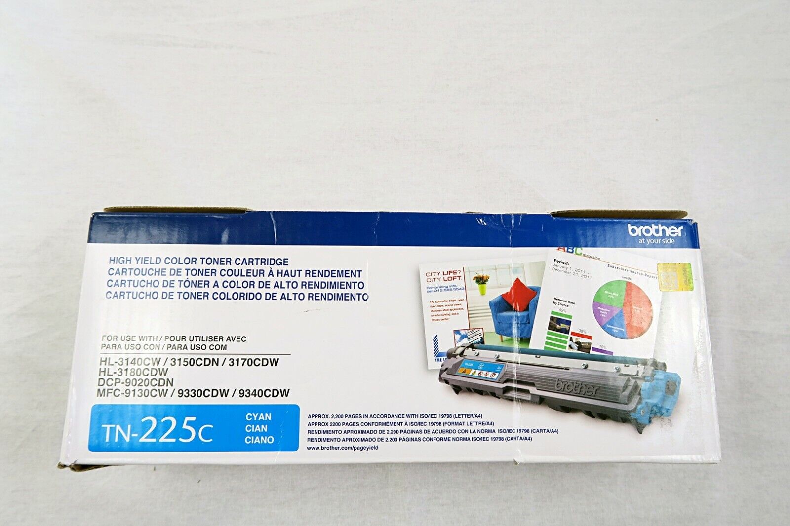 Brother TN225C Cyan High Yield Toner Cartridge Genuine NO RETAIL BOX